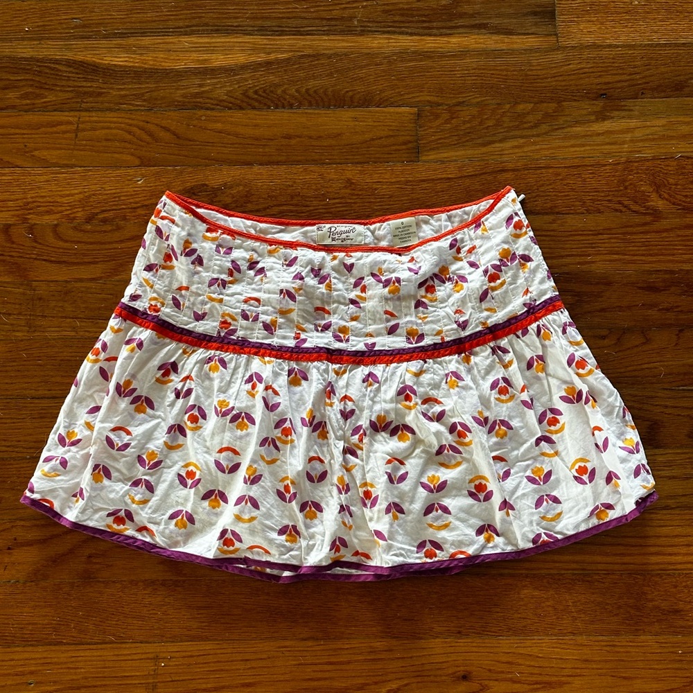 Floral Patterned Skirt with Red and Purple Accents